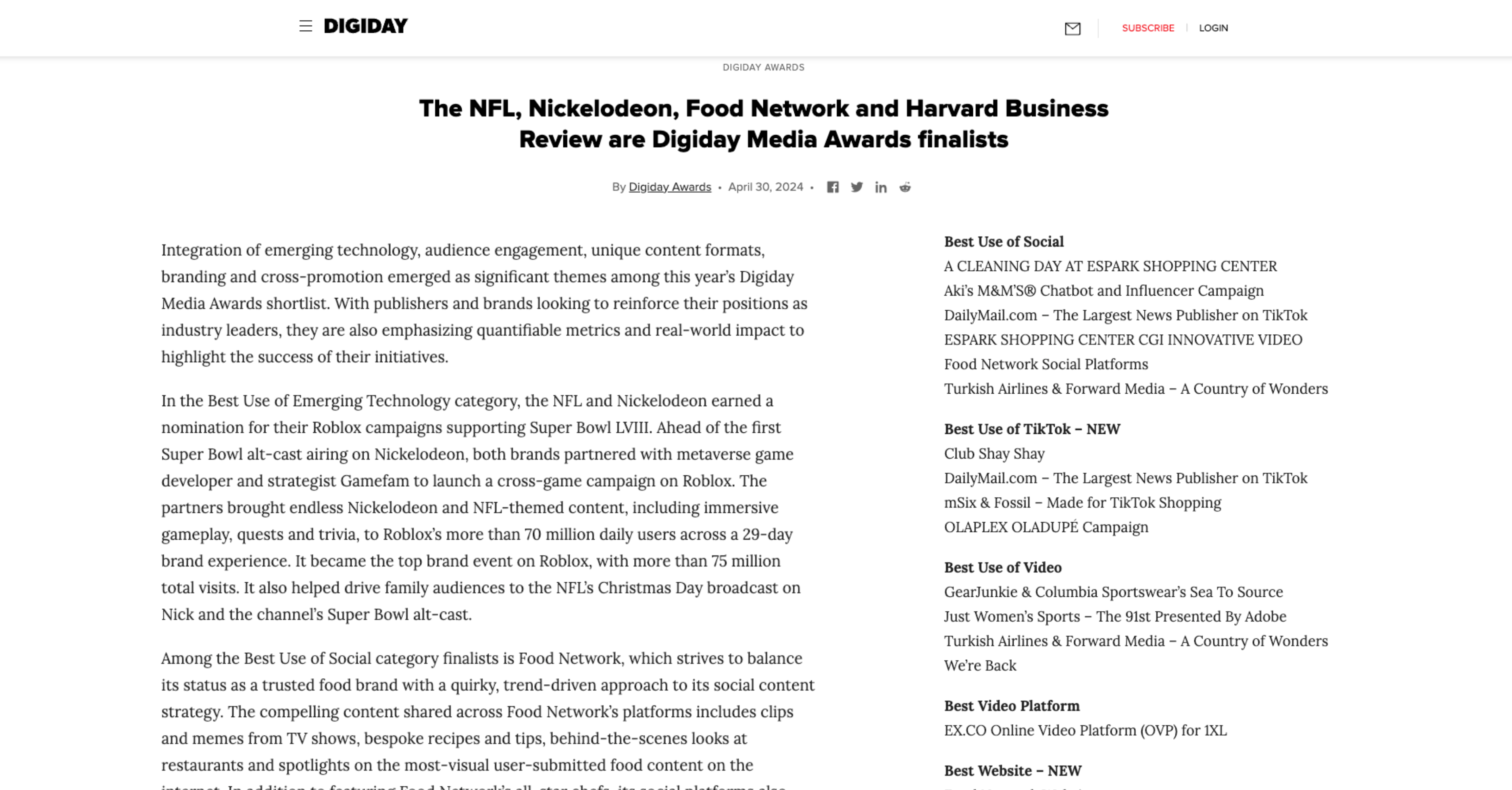 Aki & M&M'S are Digiday Media Awards Finalists Aki Technologies